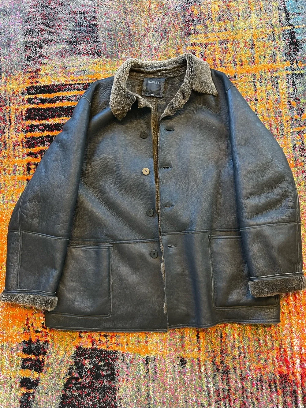 RADLEY Dark Brown Shearling-Lined Peacoat